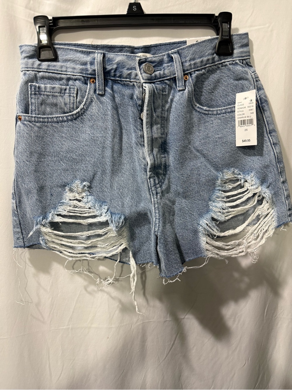 PacSun Light Blue High-Rise Distressed Denim Shorts
